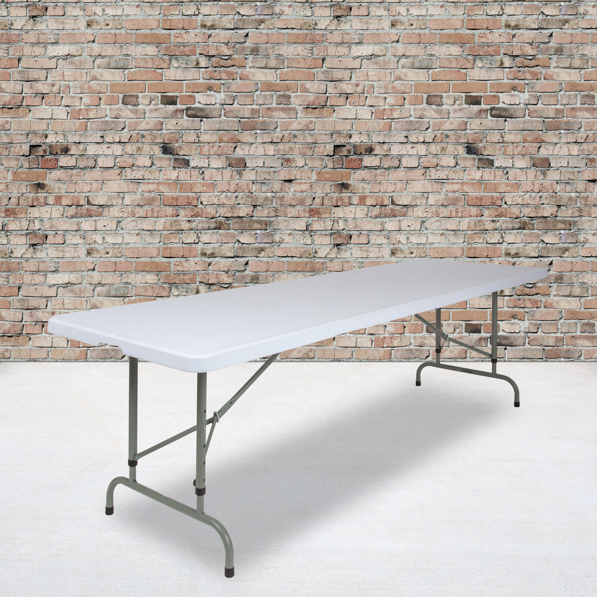 8-Foot Height Adjustable Granite White Plastic Folding Event Table