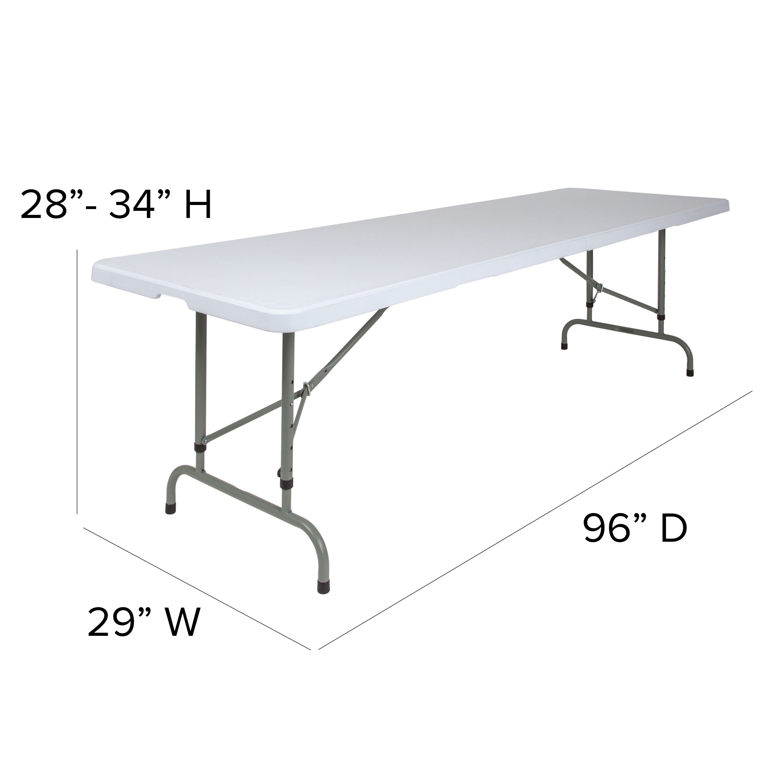 30x96 Plastic Fold Table RB 3096ADJ Folding Chairs 4 Less