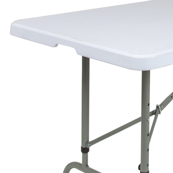 8-Foot Height Adjustable Granite White Plastic Folding Event Table