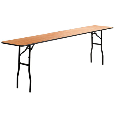 8-Foot Rectangular Wood Folding Training / Seminar Table with Smooth Clear Coated Finished Top - View 1