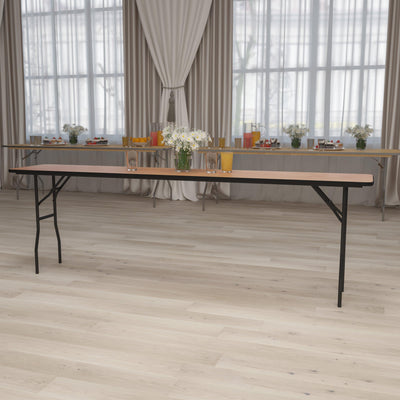 8-Foot Rectangular Wood Folding Training / Seminar Table with Smooth Clear Coated Finished Top - View 2