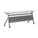 White Top/Gray Frame |#| Commercial Nesting Flip Training Table with Steel Frame and Y-Legs in White/Gray