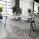 Gray Top/Gray Frame |#| Commercial Nesting Flip Training Table with Steel Frame and Y-Legs in Gray