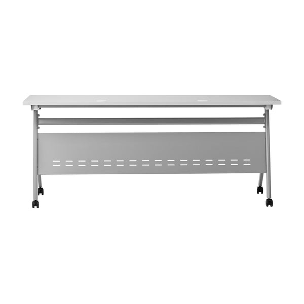 Gray Top/Gray Frame |#| Commercial Nesting Flip Training Table with Steel Frame and Y-Legs in Gray