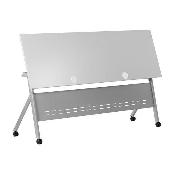 Gray Top/Gray Frame |#| Commercial Nesting Flip Training Table with Steel Frame and Y-Legs in Gray