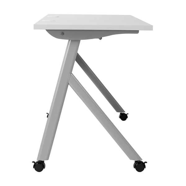 Gray Top/Gray Frame |#| Commercial Nesting Flip Training Table with Steel Frame and Y-Legs in Gray