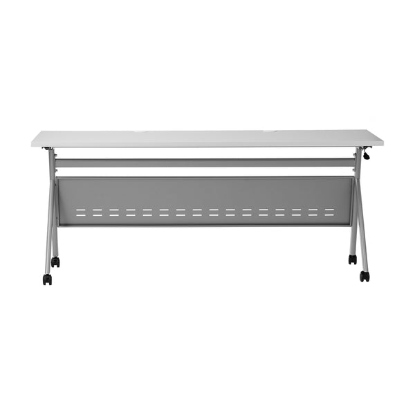 Gray Top/Gray Frame |#| Commercial Nesting Flip Training Table with Steel Frame and Y-Legs in Gray
