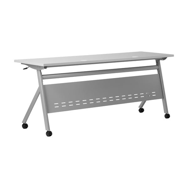 Gray Top/Gray Frame |#| Commercial Nesting Flip Training Table with Steel Frame and Y-Legs in Gray