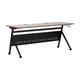 Walnut Top/Black Frame |#| Commercial Nesting Flip Training Table with Steel Frame and Y-Legs in Walnut/Blk