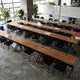 Walnut Top/Black Frame |#| Commercial Nesting Flip Training Table with Steel Frame and Y-Legs in Walnut/Blk