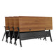 Walnut Top/Black Frame |#| Commercial Nesting Flip Training Table with Steel Frame and Y-Legs in Walnut/Blk