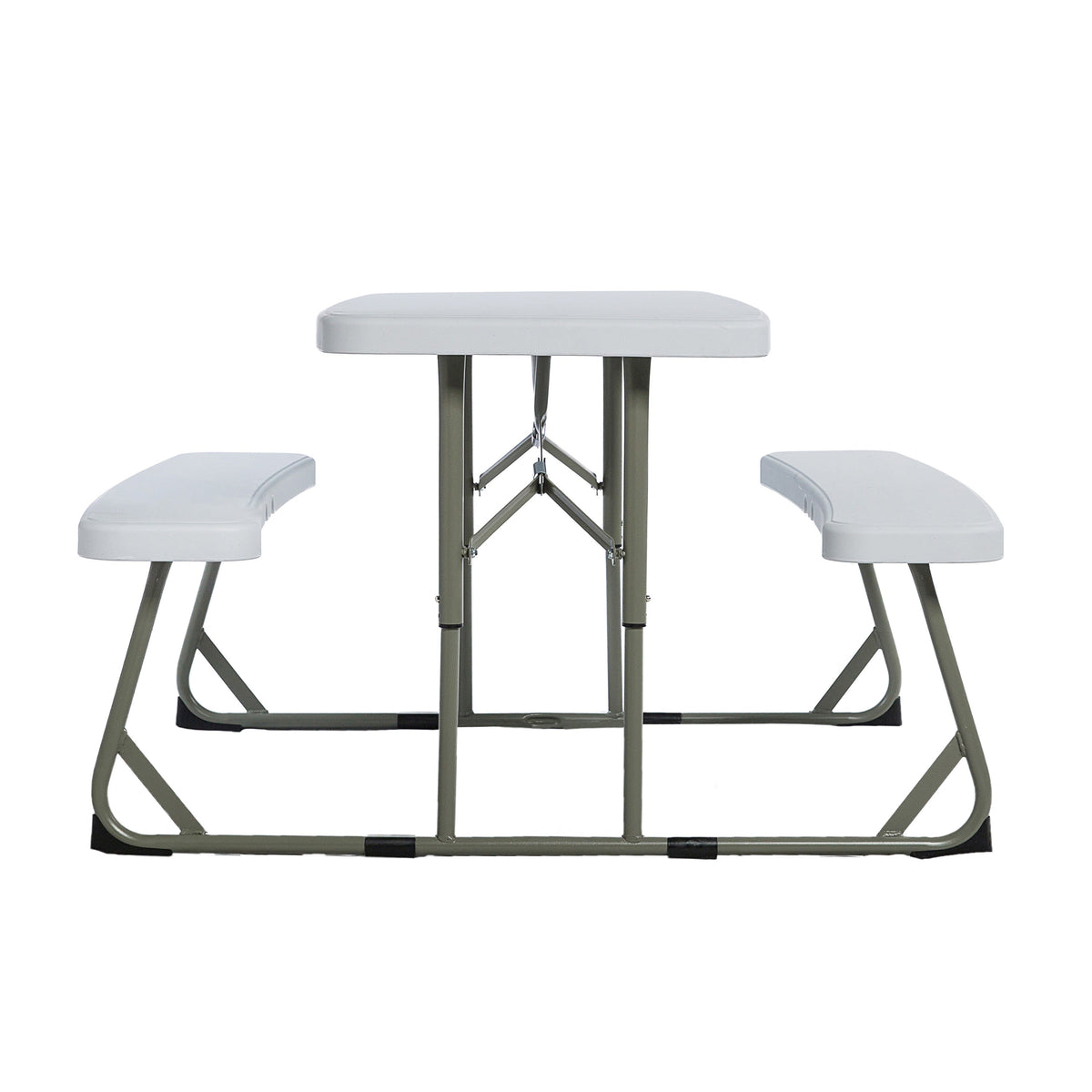 White |#| Indoor/Outdoor Commercial Grade Kids White Folding Picnic Table with Benches