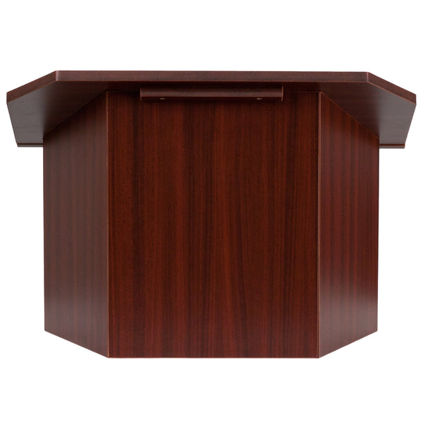 Foldable Tabletop Lectern in Mahogany - Slanted Top with Ledge