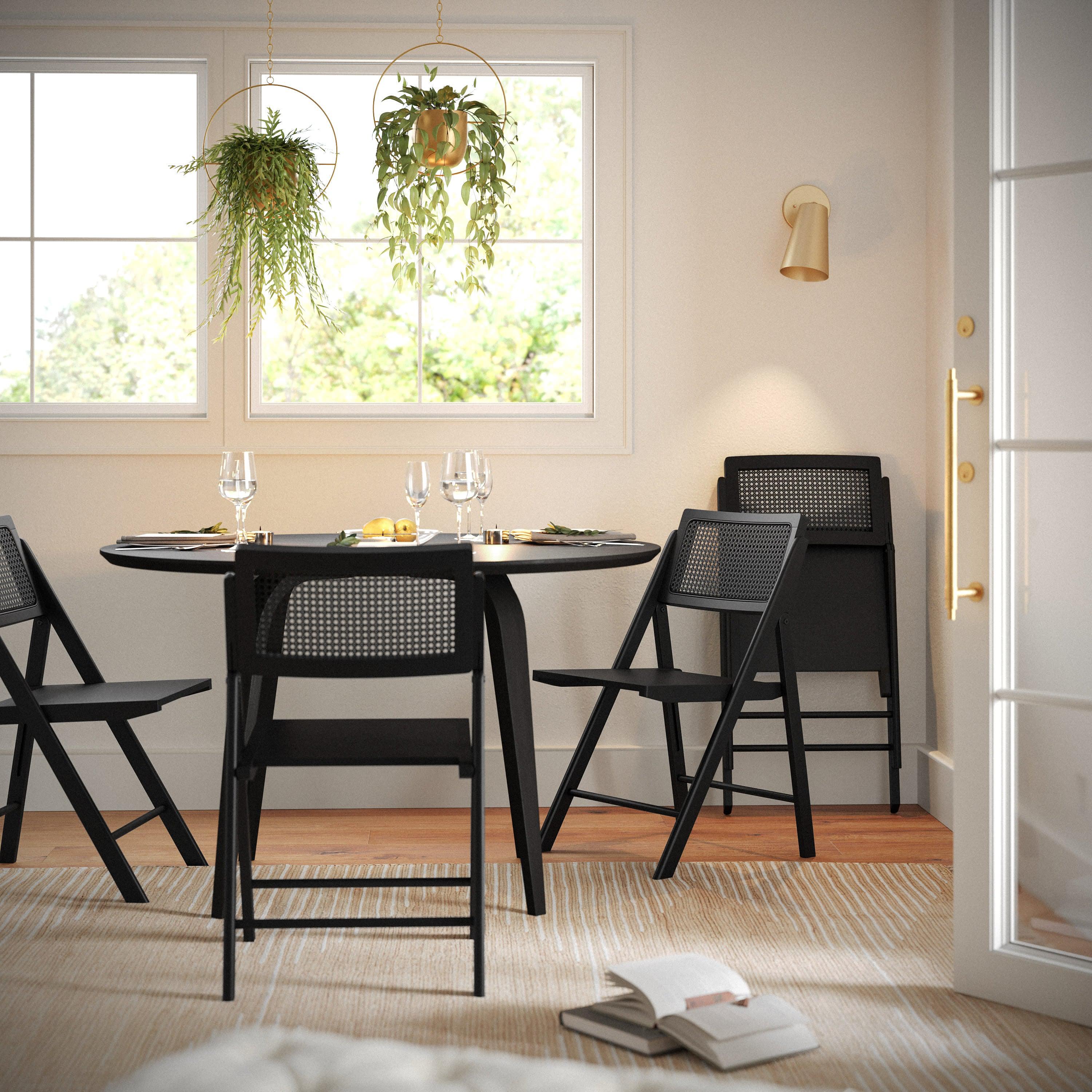 Flash Furniture Galene Set of 2 Cane Rattan Folding Chairs with Solid Wood Frame Ventilated Back Perfect for Events or Additional Seating Natural