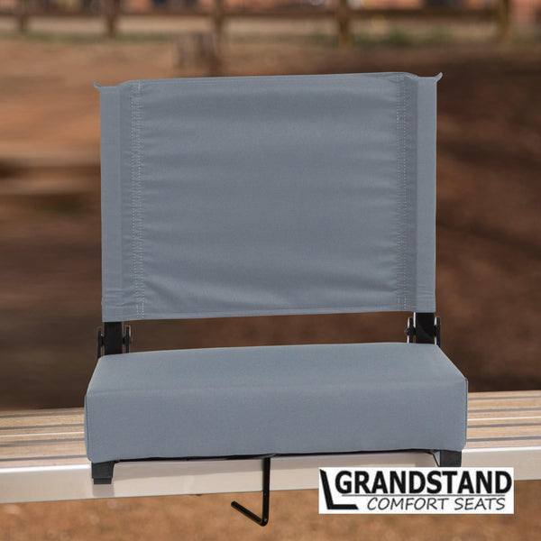 Gray |#| 500 lb. Rated Lightweight Stadium Chair-Handle-Padded Seat, Gray