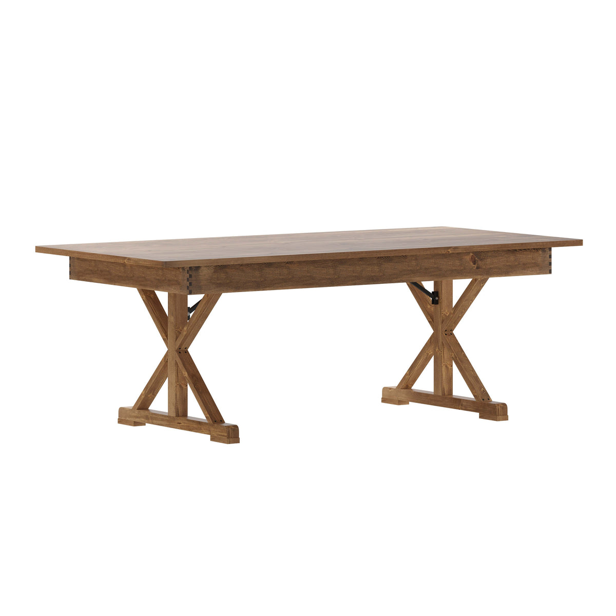 Antique Rustic |#| Solid Pine Farm Dining Table with X-Style Legs in Antique Rustic - 7' x 40inch