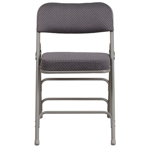 Gray |#| 18inchW Premium Triple Braced & Double Hinged Gray Fabric Metal Folding Chair
