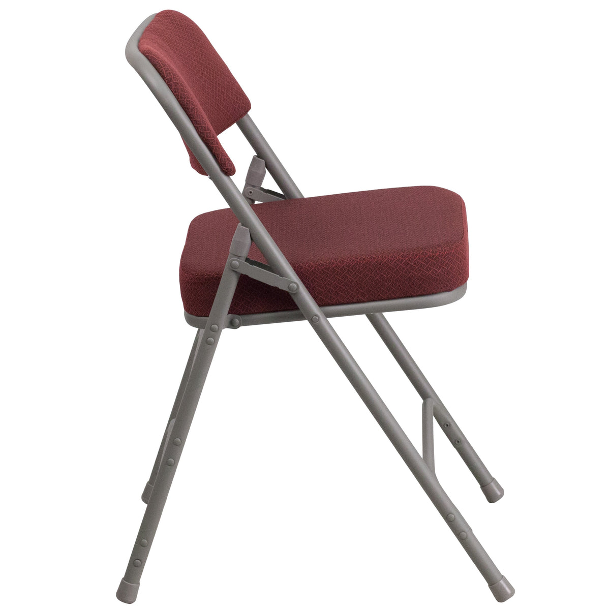 Burgundy |#| 18inchW Premium Triple Braced & Double Hinged Burgundy Fabric Metal Folding Chair
