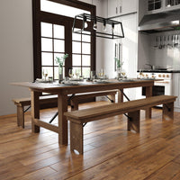 HERCULES Series 9' x 40" Rectangular Solid Pine Folding Farm Table