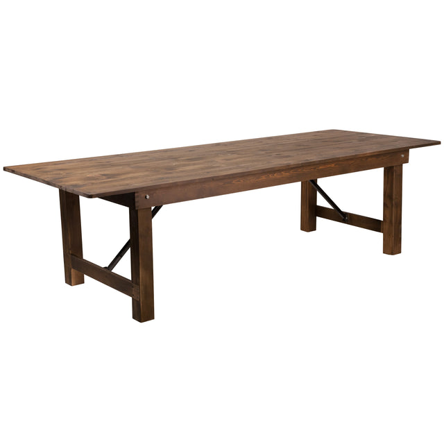 HERCULES Series 9' x 40" Rectangular Solid Pine Folding Farm Table - View 1