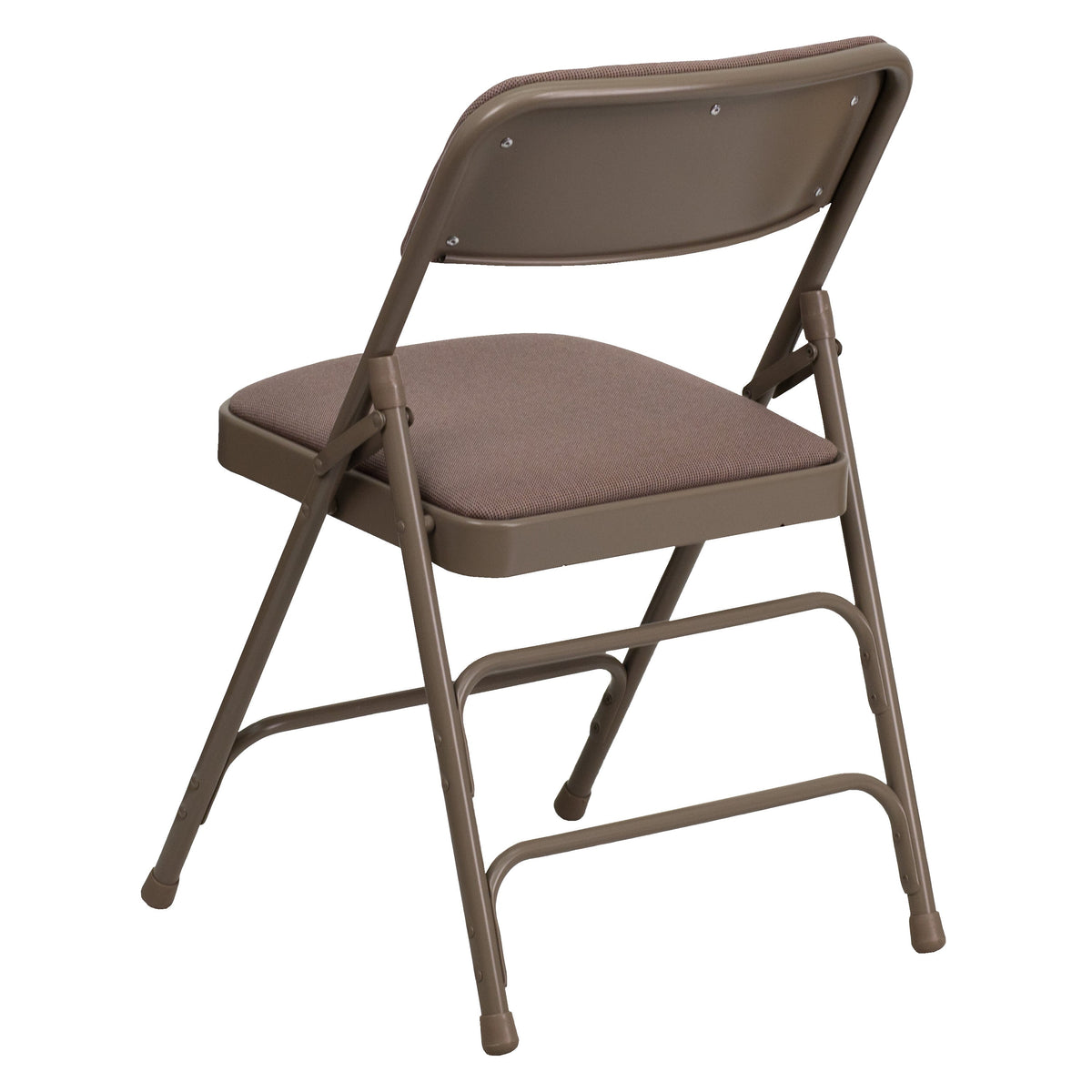 Beige Fabric/Beige Frame |#| Curved Triple Braced & Double Hinged Beige Fabric Metal Folding Chair