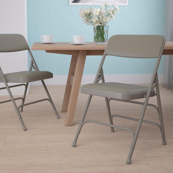 Commercial Vinyl Padded Folding Chairs - 4-Pack Black, 300lb Capacity, Triple Bracing