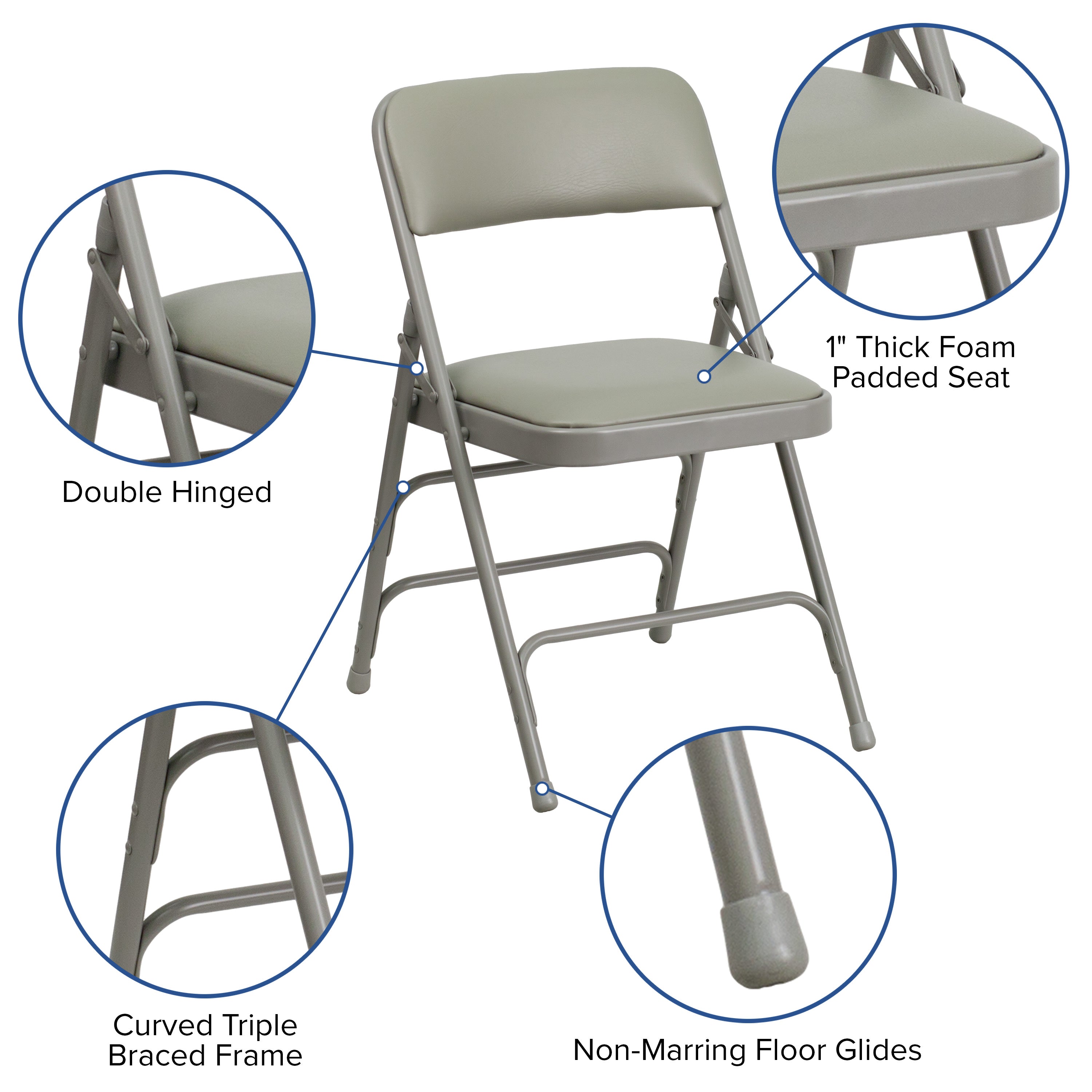Folding padded hot sale metal chairs