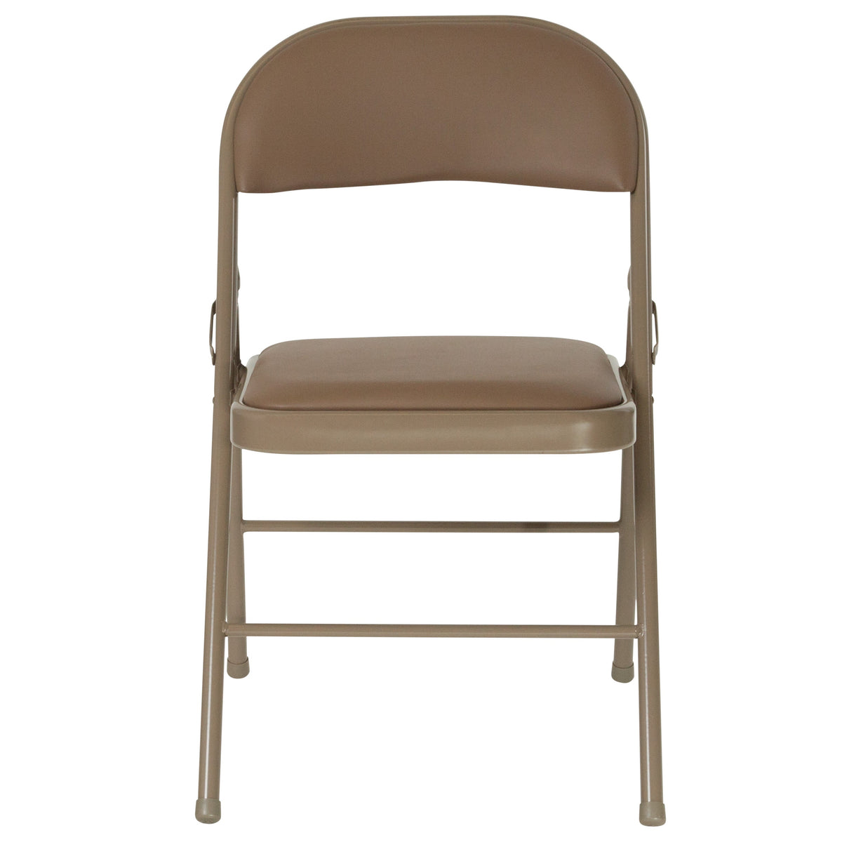 Beige |#| Double Braced Beige Vinyl Folding Chair - Commercial and Event Folding Chairs