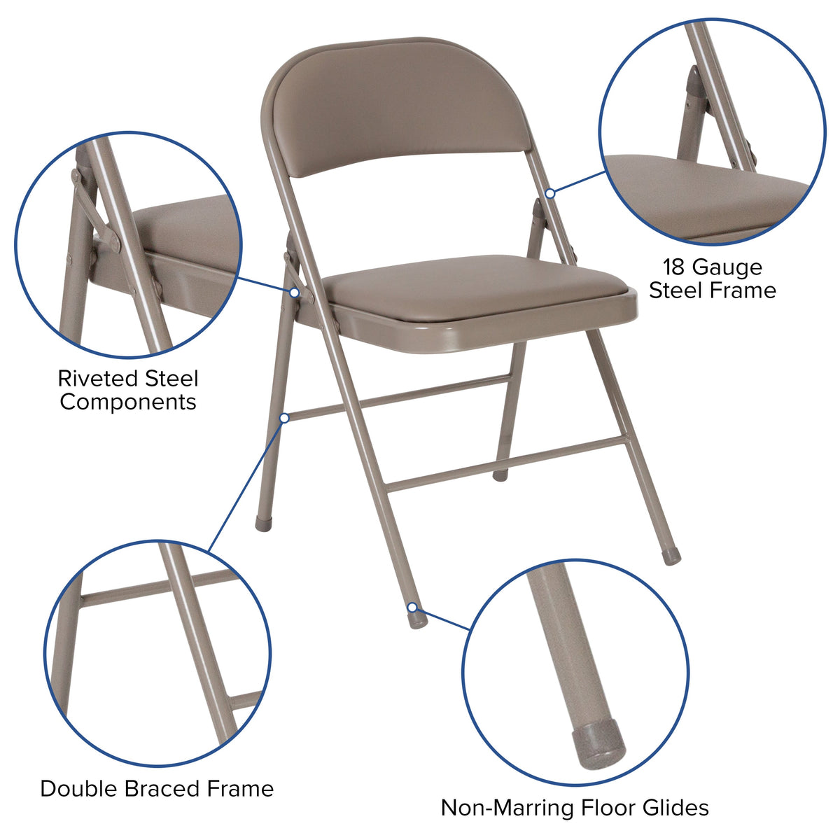 Gray |#| Double Braced Gray Vinyl Folding Chair - Commercial and Event Folding Chairs