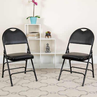 HERCULES Series Extra Large Ultra-Premium Triple Braced Metal Folding Chair with Easy-Carry Handle - View 2