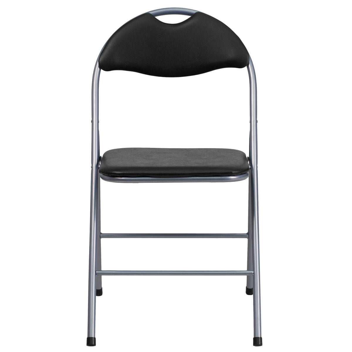 300 lb. Capacity Black Vinyl Metal Folding Chair with Carrying Handle