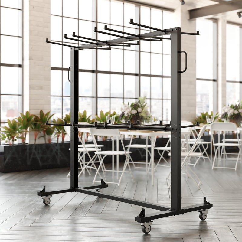 Commercial Grade Heavy Duty Mobile Chair and Table Dolly Cart in Black - Large