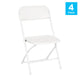 White |#| Spacious & Contoured Commercial Wide & Tall White Plastic Folding Chairs-4 Pack