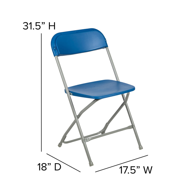 Blue |#| Folding Chair - Blue Plastic – 650LB Weight Capacity - Event Chair