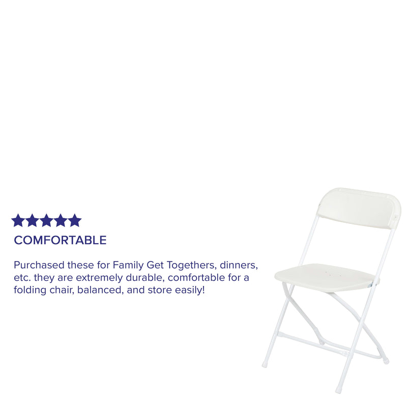 White |#| Folding Chair - White Plastic – 650LB Weight Capacity - Event Chair