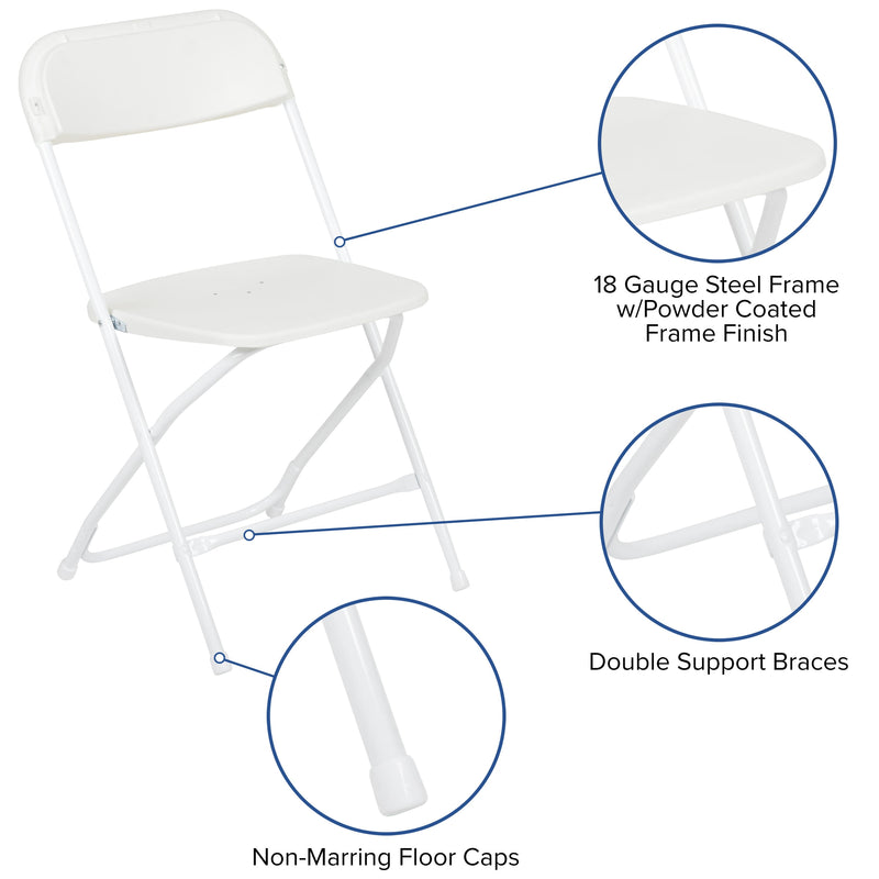 White |#| Folding Chair - White Plastic – 650LB Weight Capacity - Event Chair