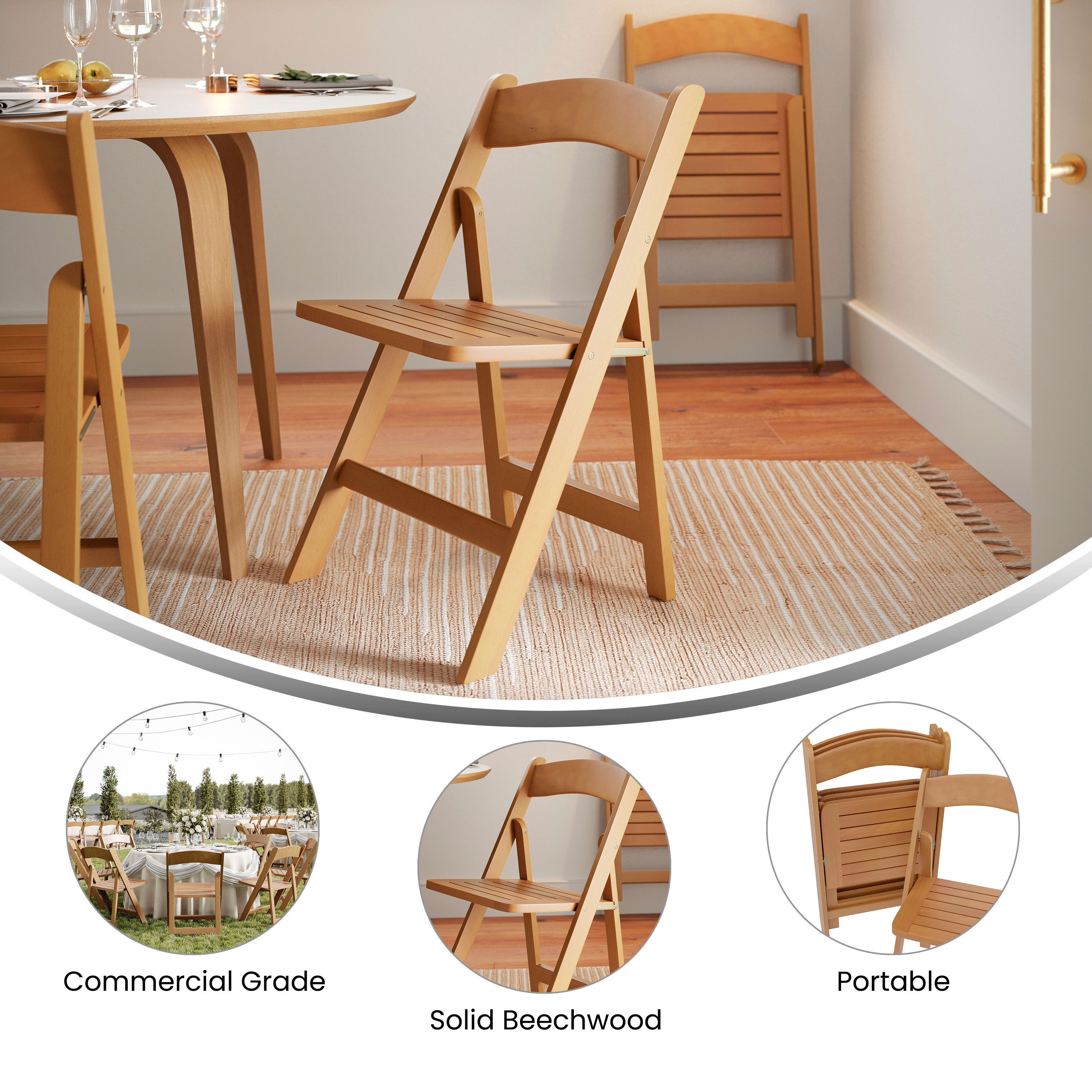 Solid Wood Dining Chair ZH 8005 3 Folding Chairs 4 Less