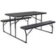 Charcoal |#| All-In-One Folding Picnic Table and Bench Set - Adult Size, Charcoal Wood Grain