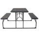 Charcoal |#| All-In-One Folding Picnic Table and Bench Set - Adult Size, Charcoal Wood Grain