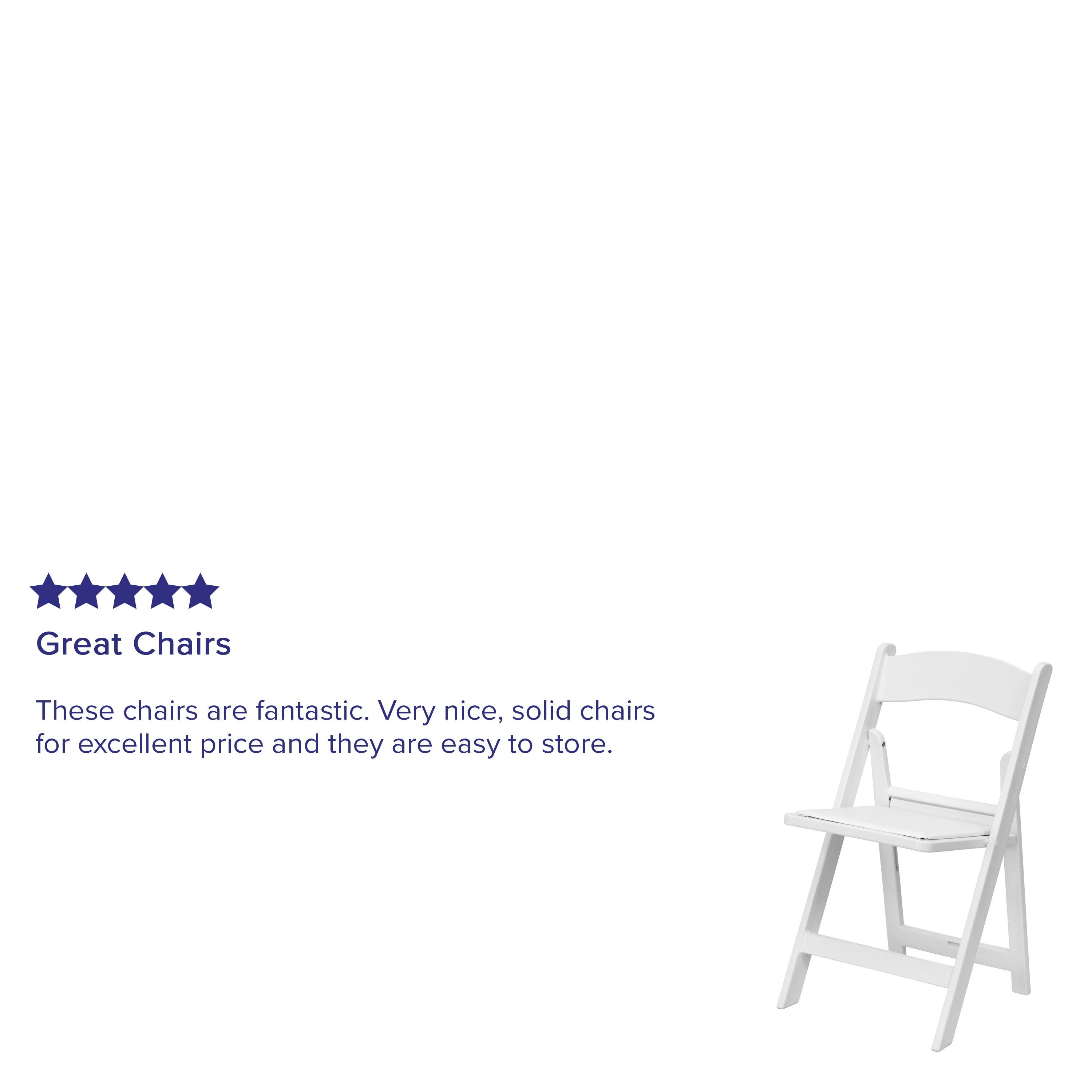 White vinyl folding store chairs