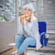 Blue |#| Foldable Reclining Stadium Chair with Backpack Straps-Heated Back and Seat-Blue