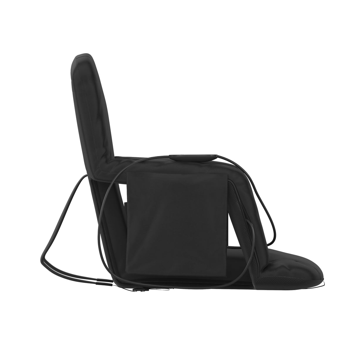 Black |#| Foldable Reclining Stadium Chair with Backpack Straps-Heated Back and Seat-Black