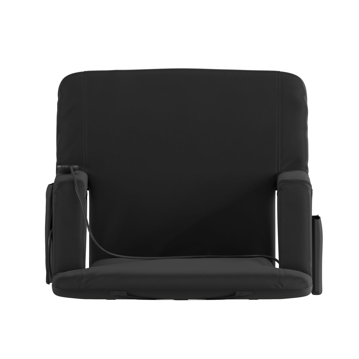 Black |#| Foldable Reclining Stadium Chair with Backpack Straps-Heated Back and Seat-Black