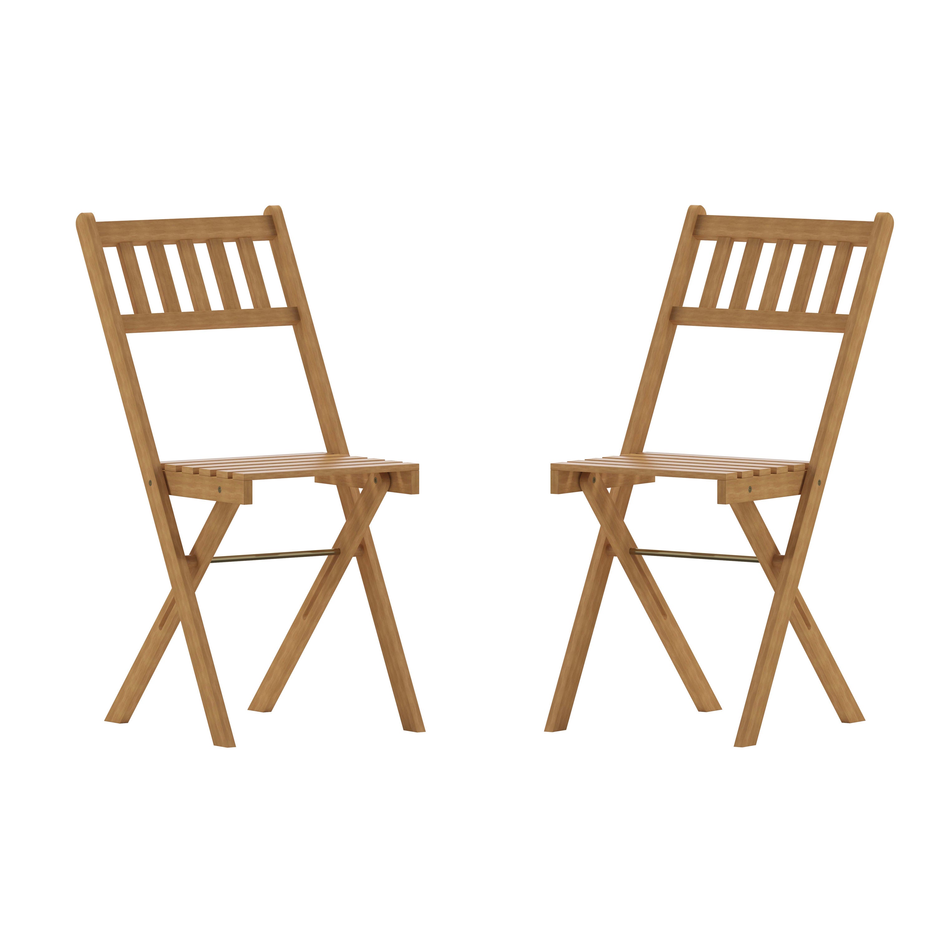 2PK Acacia Wood Chairs THB C1244 Folding Chairs 4 Less
