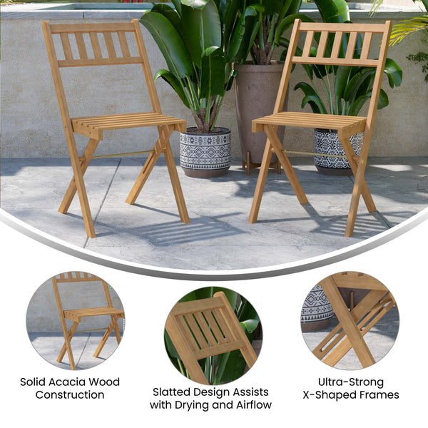 2PK Acacia Wood Chairs THB-C1244- – Folding Chairs Less