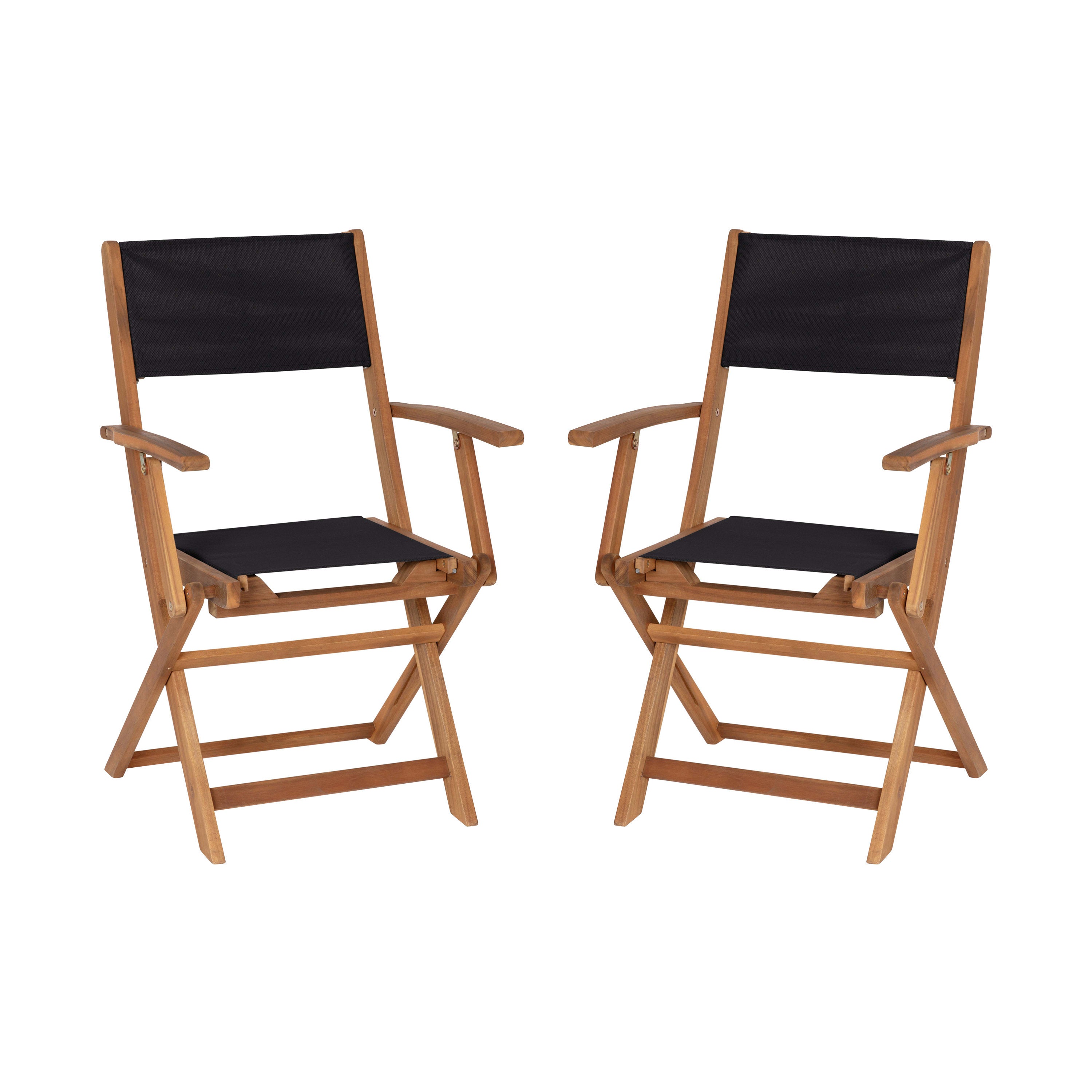 2PK Acacia Wood Chairs THB AC4854 Folding Chairs 4 Less