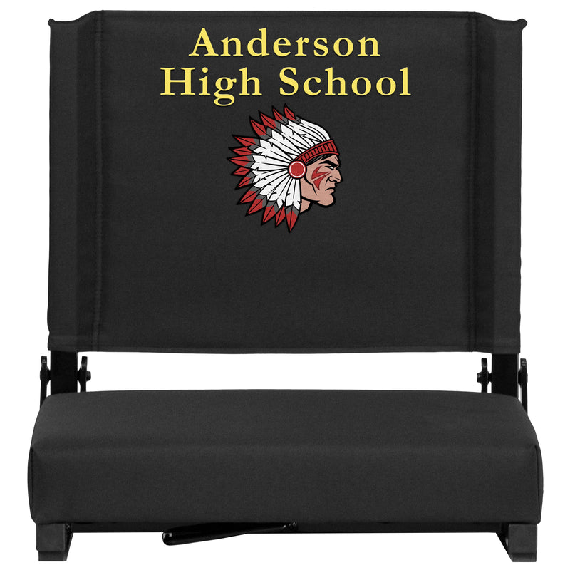 Black |#| Personalized 500 lb. Rated Stadium Chair-Handle-Padded Seat, Black